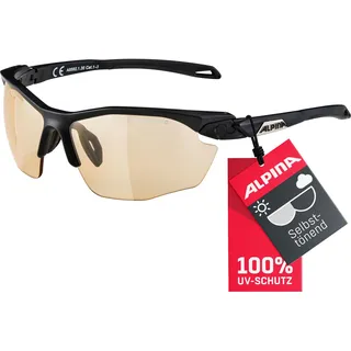 Alpina TWIST FIVE HR V - Selbsttönende, Bruchfeste & Beschlagfreie Sport- & Fahrradbrille Mit 100% UV-Schutz Für Erwachsene, black matt, One Size,Sportlich