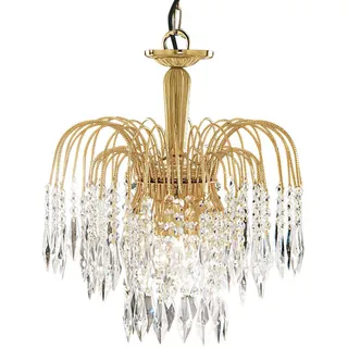 Kristall-Hängeleuchte , Goldfarben , Metall, Glas , 98 cm , Lampen & Leuchten, Leuchtenserien