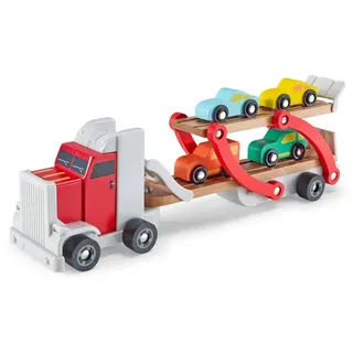 My Baby Lou Autotransporter , Multicolor , Holz, Kunststoff, Holzwerkstoff , Buche , 9.2x13.5x37.7 cm , farbecht , Spielzeug, Kinderfahrzeuge