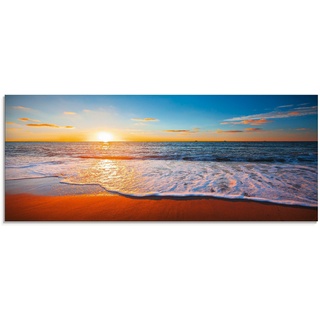 Artland Glasbild »Sonnenuntergang und das Meer«, Strand, (1 St.), blau