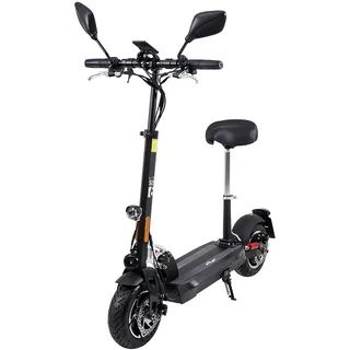 eFlux Lite Six E-Scooter | Mit Straßenzulassung - E-Roller - Elektro Roller mit Sitz - Stoßdämpfer - 3 Geschwindigkeitsstufen - Einstellbare Sitzhöhe - Schwarz