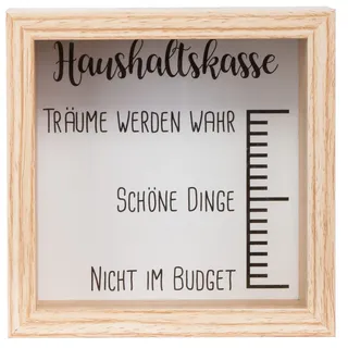 Brandsseller Spardose Bilderrahmen aus Holz mit Glas 14,5x14,5x6,5 cm – Sparrahmen mit Sichtfenster & Einwurfschlitz – Deko-Spardose für Geldgeschenke & besondere Sparziele - Haushaltskasse