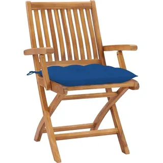 vidaXL Klappstühle mit Kissen, 8-teilig, Massivholz Teakholz - Blau