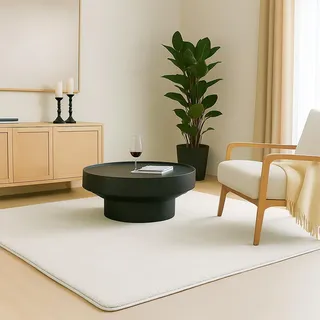 VOUNOT VOUNOT® Teppich Wohnzimmer Groß 200x300 cm, mit rutschfeste Rückseite & Antirutschmatte, Kuscheliger Kurzflor Flauschig Teppiche Gegend für Schlafzimmer Kinderzimmer Esszimmer, Creme