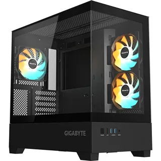 Gigabyte C201 PANORAMIC PC-Gehäuse – Mid-Tower, m-ATX, Unterstützung für 360-mm-Radiator, 3 vorinstallierte Lüfter, USB 3.0, unterstützt RGB Fusion