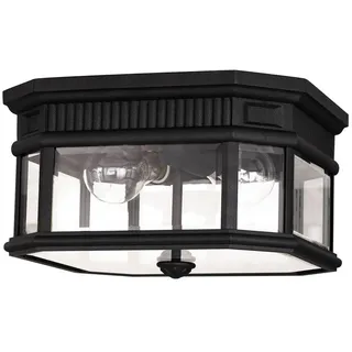 Elstead Lighting AUßENDECKENLEUCHTE , Schwarz , Metall, Glas , 16.8 cm , Grüner Punkt, RoHS , Lampen & Leuchten, Leuchtenserien