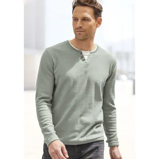 H.I.S. H.I.S, Strickpullover Pullover mit hochwertiger Halslochverarbeitung in double-layer Optik, grün