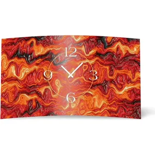 geschmolzenes Glas rot quer Designer Wanduhr modernes Wanduhren Design leise kein ticken dixtime 3D-0184 - Rot