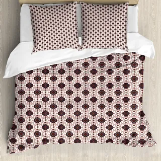 ABAKUHAUS asiatisch Bettbezug, Motivmuster im japanischen Stil, Milbensicher Allergiker geeignet mit Kissenbezügen, 155 cm x 220 cm - 80 x 80 cm, Dunkelblau Weiß Braun - Weiß