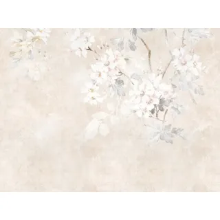 Livingwalls Fototapete Blumen in Beige, Creme, Grau - hochwertige Vliestapete 399191 mit Motiv auf 3,71 m x 2,80 m - Made in Germany