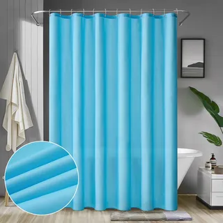 MIULEE Duschvorhang 240x200 cm Hellblau Wasserdicht Anti-schimmel | Shower Curtain Textil Waschbar Schnelltrocknend Badezimmer für Badewanne und Dusche Duschvorhänge mit 16 Duschvorhangringe