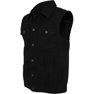Urban Classics Herren Denim Vest – Jeansweste aus Baumwolle mit Knopfleiste, Brusttaschen und Kragen, ärmellose Weste für Streetwear, Freizeit & Alltag