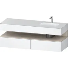 Duravit Qatego Einbauwaschtisch mit Konsolenwaschtischunterbau, 1600x550x600mm, Nische Taupe Matt, Becken rechts, QA4796091, Farbe: Weiß Matt