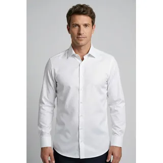 Businesshemd OLYMP "No. Six super slim", Herren, Gr. 42, N-Gr, beige (hellbeige), Obermaterial: 97% Baumwolle, 3% Elastolefin, Hemden Businesshemd