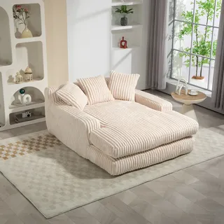 okwish Schlafsofa Ecksofa mit 3 weichen Kissen,Relaxsofa Polstermöbel Tagesbett mit hochdichten Schwamm-Rahmen, für WohnzimmerBüroBeige - Beige