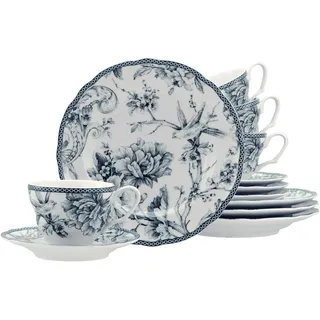 Kaffeeservice CREATABLE "Adelaide, Service 12-tlg.", blau, 12, Porzellan, Geschirr-Sets, Kaffeeservice, Nostalgischer Vintage Dekor, Elegante Form