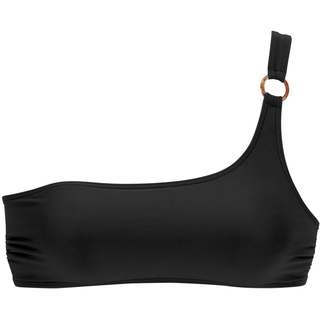 Bustier-Bikini-Top S.OLIVER "Rome", Damen, Gr. 40, Cup A/B, schwarz, Microfaser, Polyamid, unifarben, Bikini-Oberteile Bustier-Bikini-Top, mit One-Shoulder-Form