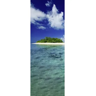 A.S. Création Fotopanel Beige Blau Grün - Insel Südsee Strand und Meer Wanddekoration - Vliestapete 1 x 2,80m Fotodruck Wohnzimmer Schlafzimmer