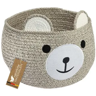 HMF Aufbewahrungskorb mit versteckten Griffen Korb Kinderzimmer 30 x 24 cm Hellbraun