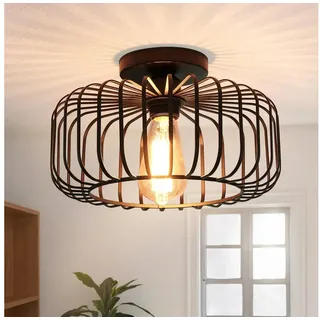 FRIDEKO HOME Deckenleuchte Schwarz,Modern Deckenlampe aus Metall E27-Fassung,1 Flammige Runde Lampenschirm Hängelampe für Küche Flur Wohnzimmer Schlafzimmer Esszimmer