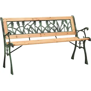 The Living Store Gartenbank 122 cm Gusseisen und Massivholz Tanne - Braun