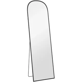 Homcom Ganzkörperspiegel Aluminiumlegierung Hartglas Schwarz , Metall , 50x170x1.5 cm , Spiegel, Standspiegel