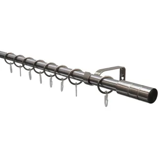 Gardinia Gardinenstangen-Set Zylinder Ø 19 mm Länge 220 cm Edelstahl-Optik