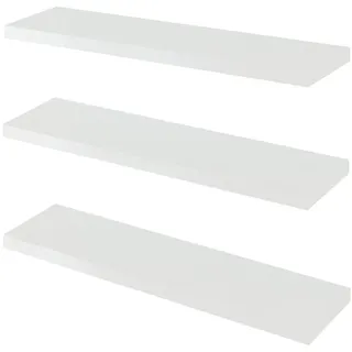 [en.casa] Wandregal-Set 3 Tlg. Stranda , Weiß , Holzwerkstoff, Metall , Rechteckig , 80x3.5x20 cm , Wohnzimmer, Regale, Wandregale