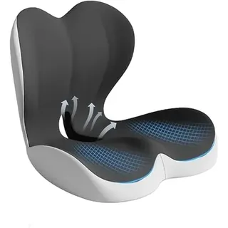 HoldOneLight Orthopädisches Sitzkissen mit Rückenlehne[Seitliche Unterstützung & Komfort] Sitzkissen für Bürostuhl & Auto - Ergonomisch, Sitzpolster, Steißbeinkissen Double Grey