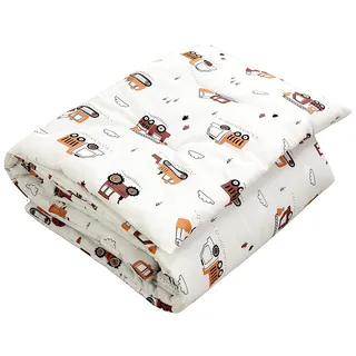 TupTam Kinder Gemusterte Bettdecken Set Ganzjahresdecke Bettdecke Kopfkissen Flachkissen 2tlg., Farbe: Bagger Beige, Größe: 135x100 cm