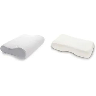 TEMPUR Kissen Set mit Füllung und Bezug, Original Kopfkissen Größe S mit Jersey-Kissenbezug (beige)