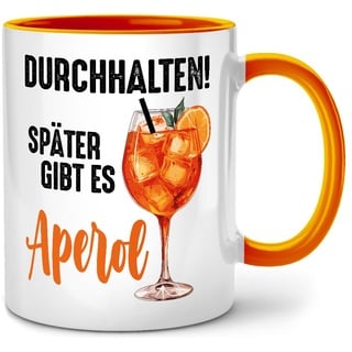 Seness Durchhalten später gibt es Aperol Tasse mit Spruch lustig, Kaffeetasse Witzige Alkohol Geschenke für Frauen, Aperol Geschenk Kollegin, Holy Aperoli, Abschiedsgeschenk Kollegen, beste Freundin