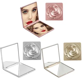 Forreen Taschenspiegel, 3 Stück Taschenspiegel mit Vergrößerung,Taschenspiegel Klappbar Tragbarer,Mini Spiegel 1X/3X Vergrößerung,Kosmetikspiegel,Doppelseitiger Reisespiegel für Geldbörsen Make-up