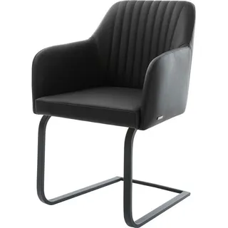 DeLife Freischwinger Greg-Flex Echt-Leder Schwarz Freischwinger flach Schwarz Taschenfederkern