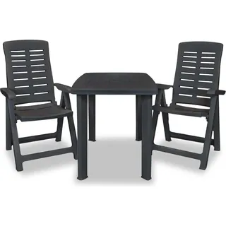 vidaXL 3-tlg. Bistro-Set Kunststoff Anthrazit - Grau