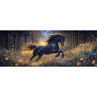 Bimkole Groß 5D Diamond Painting Kits Zubehör Pferd, Gräser Diamant Malerei Kit Voll Runde Bohrer Malen nach Zahlen Malerei Stickerei Kreuzstich Diamond Dekoration 30x80 cm