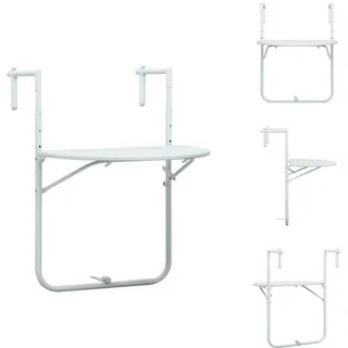 vidaXL Balkonhängetisch Weiß 60 x 64 x 83,5 cm Kunststoff Rattanoptik - Gartentische - Weiß