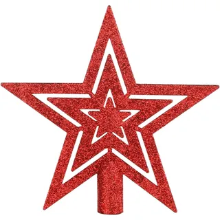 DERAYEE Glitzernde Weihnachtsbaumspitze,Stern Weihnachtsbaumschmuck Baumspitze Weihnachten für Weihnachtsbaum deko (Rot)