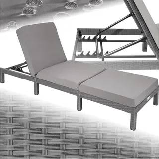 Tectake Sofia Sonnenliege 196 x 66 x 27 cm Grau