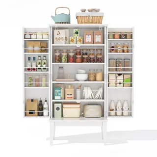 Okwish Buffet 120/30/59 cm Weiß aus MDF mit 2 Türen , Holzwerkstoff , 59x120x30 cm , Esszimmer, Anrichten, Buffetschränke
