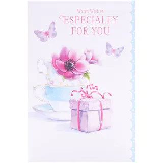 UK Greetings Geburtstagskarte für sie/Freundin – Teetassen-Design – Thinking of You-Serie