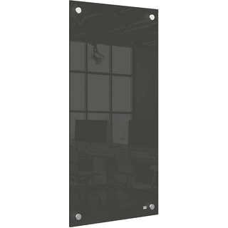 Nobo Kleine Glas-Whiteboard Tafel, Trocken Abwischbare Glas-Oberfläche, Rahmenlos, Eck-Wandmontage, Zuhause/Büro, 300 x 600 mm, Inklusive Markerstift, Schwarz, 1915609