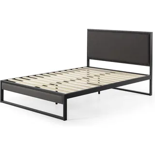 Christina Upholstered Platform Bed with Head Board, no Shelf Gray, 14 in, King