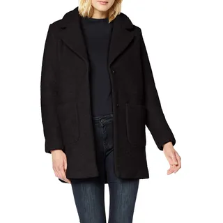 ICHI IHSTIPA JA Damen Wintermantel Wollmantel Winterjacke Kurzmantel mit Druckknöpfen und Reverskragen, Größe:38, Farbe:Black (194008)