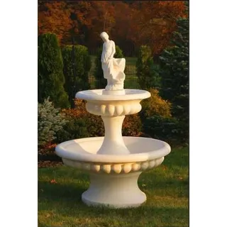 Zierbrunnen Springbrunnen 163cm Skulptur Brunnen Deko Garten Fontaine Teich Neu - Weiß
