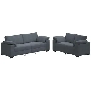 vidaXL 2-teiliges Sofa-Set mit Kissen, dunkelgrauer Samt - Grau