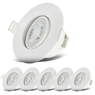 B.K.Licht Einbauleuchte 6er Set IP65 schwenkbar weiß