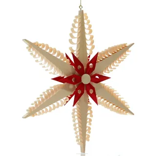 Fensterschmuck Spanstern +Roter stern BxHxT 20x21x3cm NEU Holzstern Spanbaum