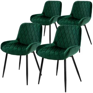 ML-Design Esszimmerstuhl Samt Dunkelgrün 4er Set