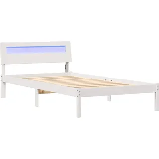 vidaXL Bettrahmen mit Kopfteil Weiß 100 x 200 cm Massives Kiefernholz - Weiß